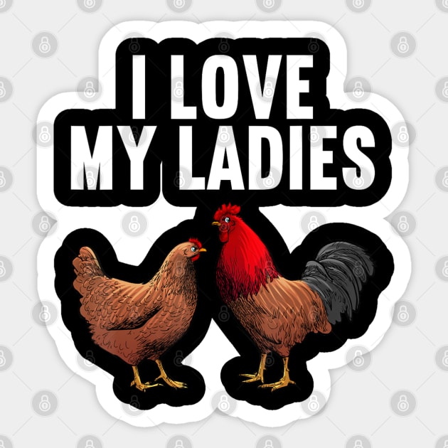 Cool Chicken Art Women Dad Rooster Chicken Farmer Sticker by Mitsue Kersting